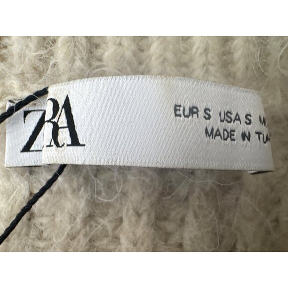 ZARA Small Knit Sweater Red & Cream Ribbed Crewneck Acrylic Blend - Picture 4 of 11